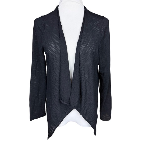 Torrid Black Slub Knit Open Front Draped Waterfall Cardigan Plus Size 2 2X - Picture 3 of 11